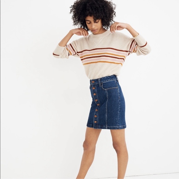 NEW🍒Madewell Button Up Stretch Denim MinI Skirt - Picture 2 of 6
